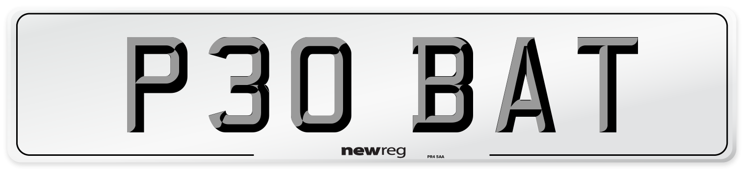 P30 BAT Number Plate from New Reg